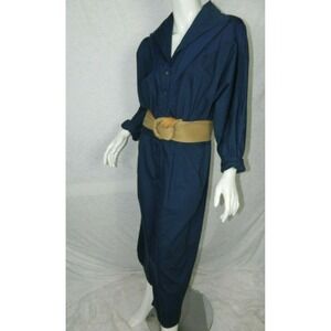 Paquette Too Dress Vintage 80's 90's‎ Blue Overall Button Maxi Size 12
